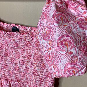 Sweet Girlhood Aesthetic Pink Babydoll J. Crew Dress 100% Cotton Puff Sleeves
